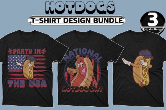 Best Hotdogs Day T-shirt Design Bundle-5 Graphics and Print Templates