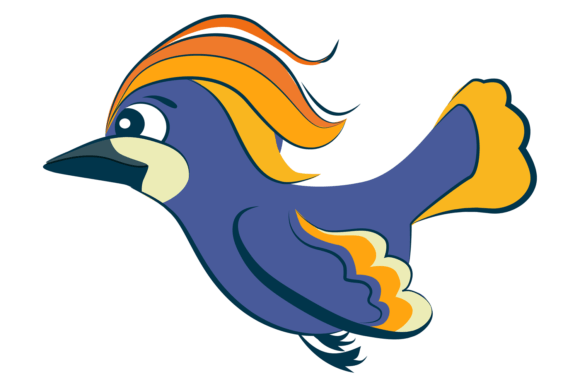 Blue Hoopoe Character. Funny Cartoon Bir Graphics & Illustrations