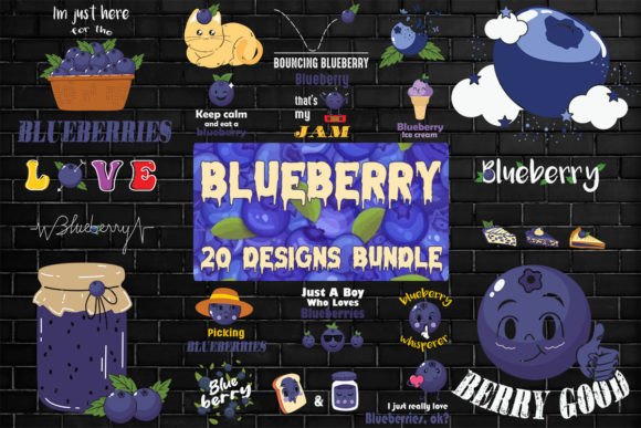 Bluebarry Bundle SVG 20 Designs: Graphics for Print Templates