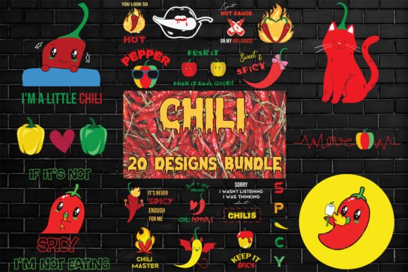 Chili Bundle SVG 20 Designs: Graphics for Print Templates