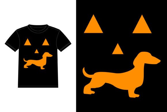 Dachshund Halloween Pumpkin Funny Graphics for T-Shirt Designs