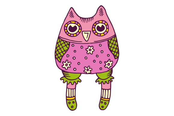 Funny Owl Soft Textile Stuffed Bird Toy Graphics and Illustrations