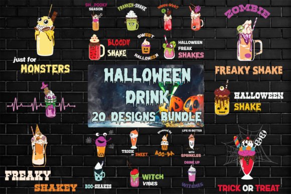 Halloween Drink Bundle SVG 20 Designs: Graphics & Print Templates