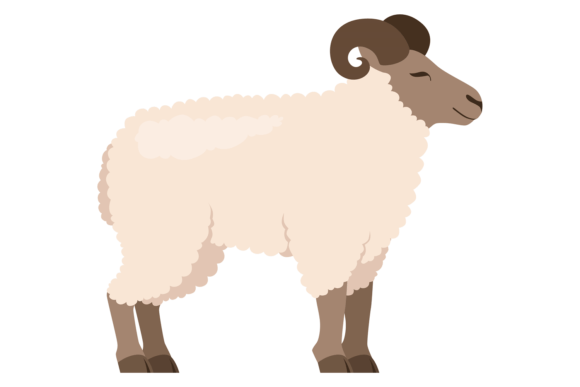 Ram Icon. Cartoon Farm Animal. Funny She Graphics and Illustrations