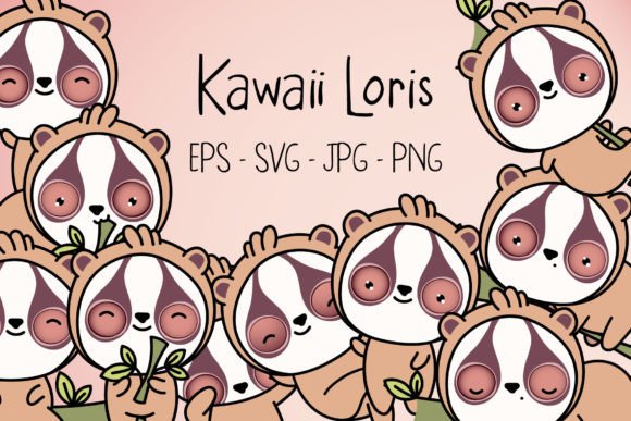 Set of Cute Slow Loris, Kawaii Animals Graphics and Illustrations Review